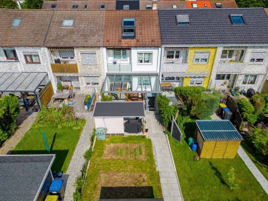 Luftaufnahme Reihenmittelhaus Reutlingen