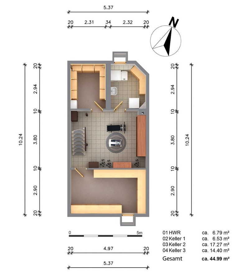 Untergeschoss Reihenmittelhaus Reutlingen