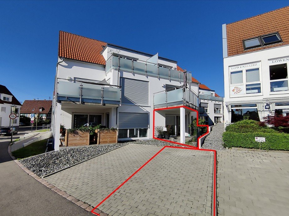 Aussenansicht markiert Erdgeschosswohnung M�ssingen