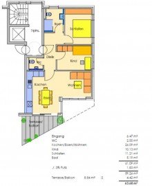 Grundriss 3,5 Zimmer Erdgeschosswohnung  mit Terrasse in M�ssingen