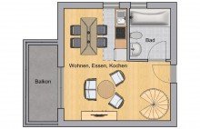 Grundriss 3. OG 2-Zi. Maisonette- Wohnung in M�ssingen
