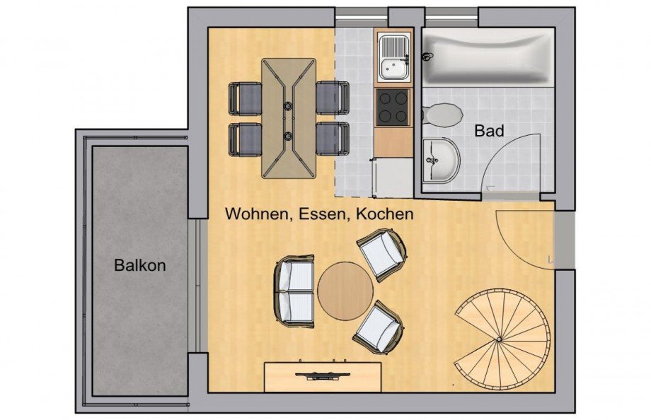 Grundriss 3. OG Maisonettewohnung M�ssingen