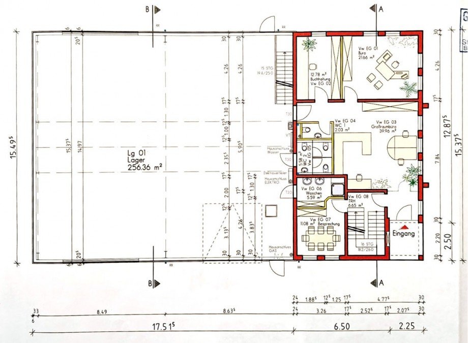 Grundriss EG Halle Reutlingen