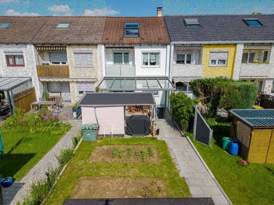 Luftaufnahme Reihenmittelhaus Reutlingen